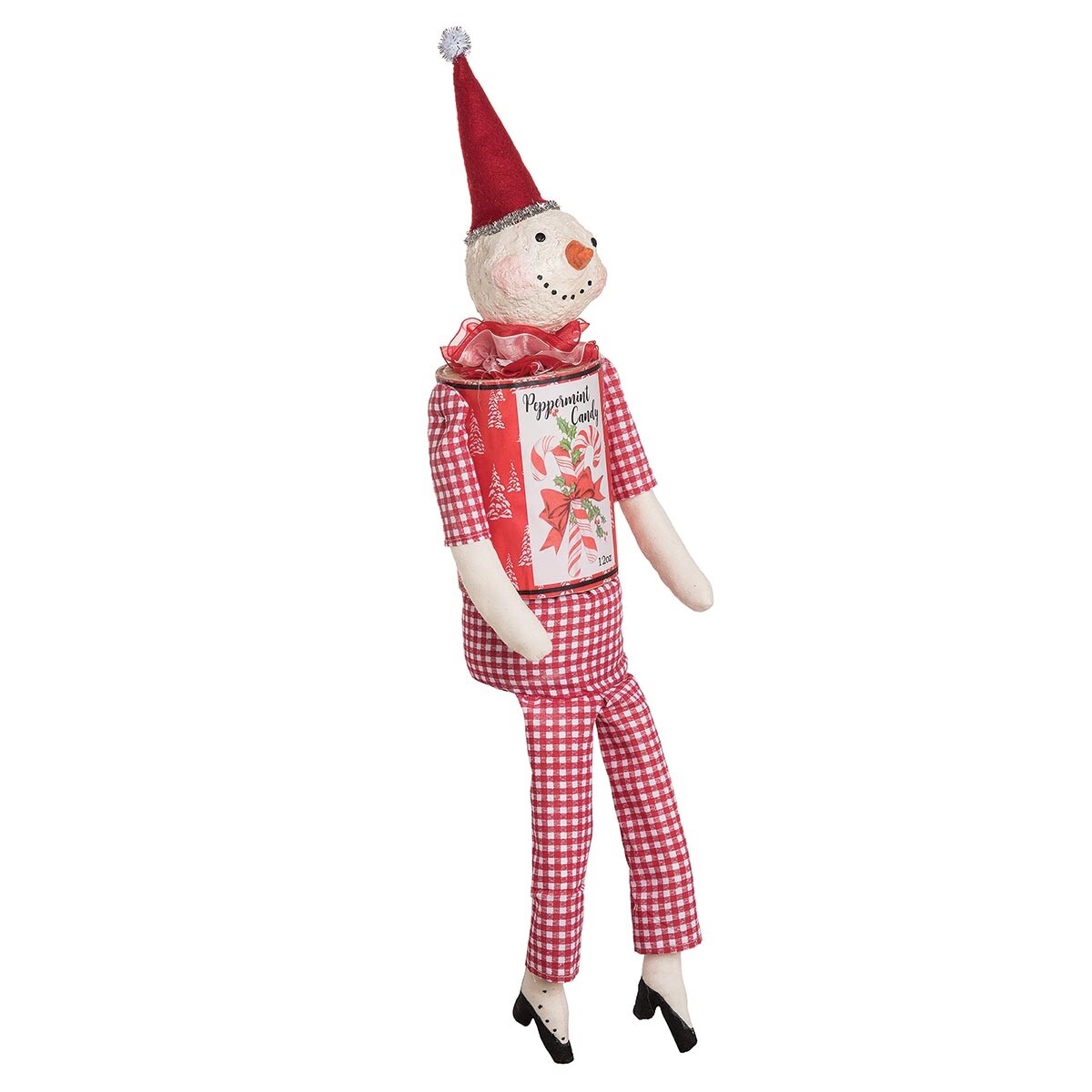 New Vintage Retro Christmas PADDY PEPPERMINT CANDY CANE SNOWMAN DOLL Figure 12"