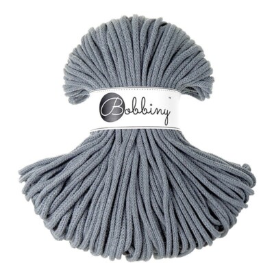 Bobbiny Braided Cotton Cord - Steel | 5mm 100m/108yds 