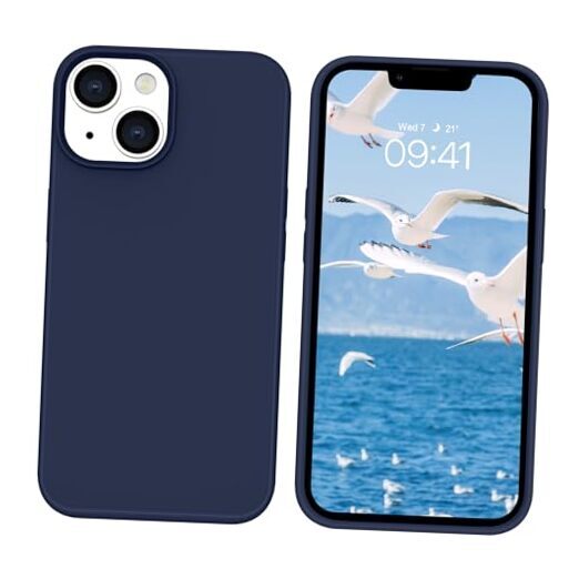 Compatible with iPhone 14 Case, Soft Silicone Gel Rubber Bumper Navy Blue
