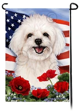 Patriotic Flowers Garden Flag - Maltipoo