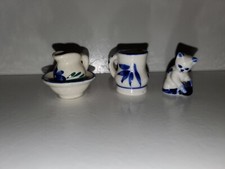 Vintage Miniature Porcelain Tea Set Pottery Dollhouse China Kitty Cat