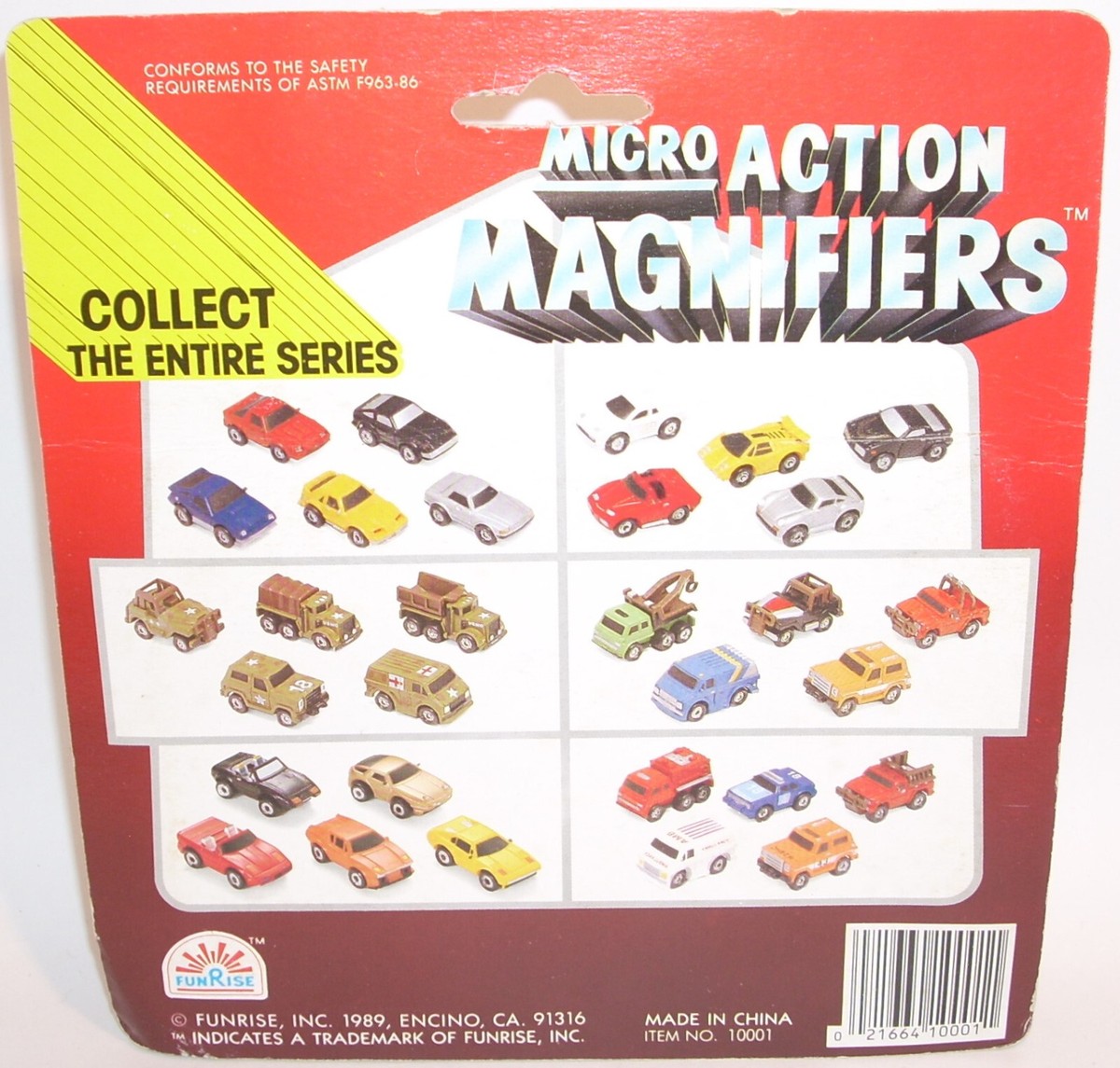 1989 Funrise MICRO ACTION MAGNIFIERS 5 Car Set SEALED New 1.25