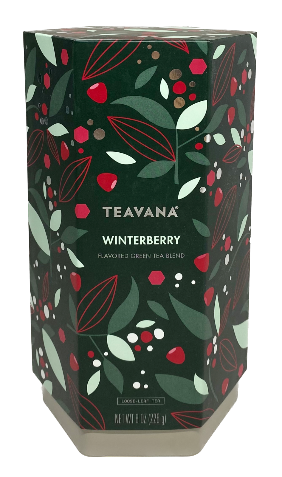 New Teavana Winterberry Empty 8oz Tea Tin Hexagon Canister No Tea eBay