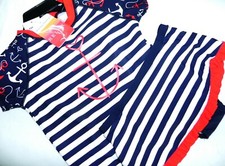 NEW GIRLS 4T TOMMY BAHAMA RELAX 2 PIECE RASH GUARD SUIT SWIM SET ANCHOR NAVY