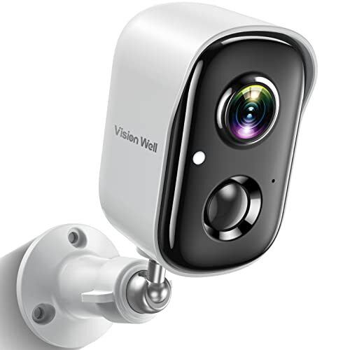 VISION WELL Wireless Security Camera HD Night Vision Battery Powered WiFi CG6S White