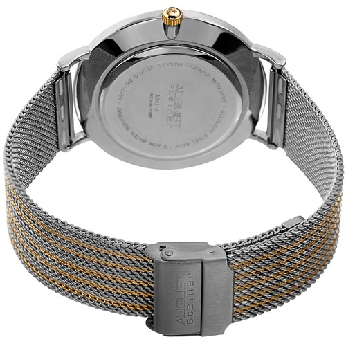 Men's August Steiner AS8218TTG Blue Sandstone Dial Mesh Bracelet Quartz Watch - Picture 4 of 4