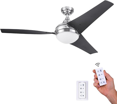 Neyo 52'' Modern LED Ceiling Fan with Remote, Brushed Nickel, Reversible Motor