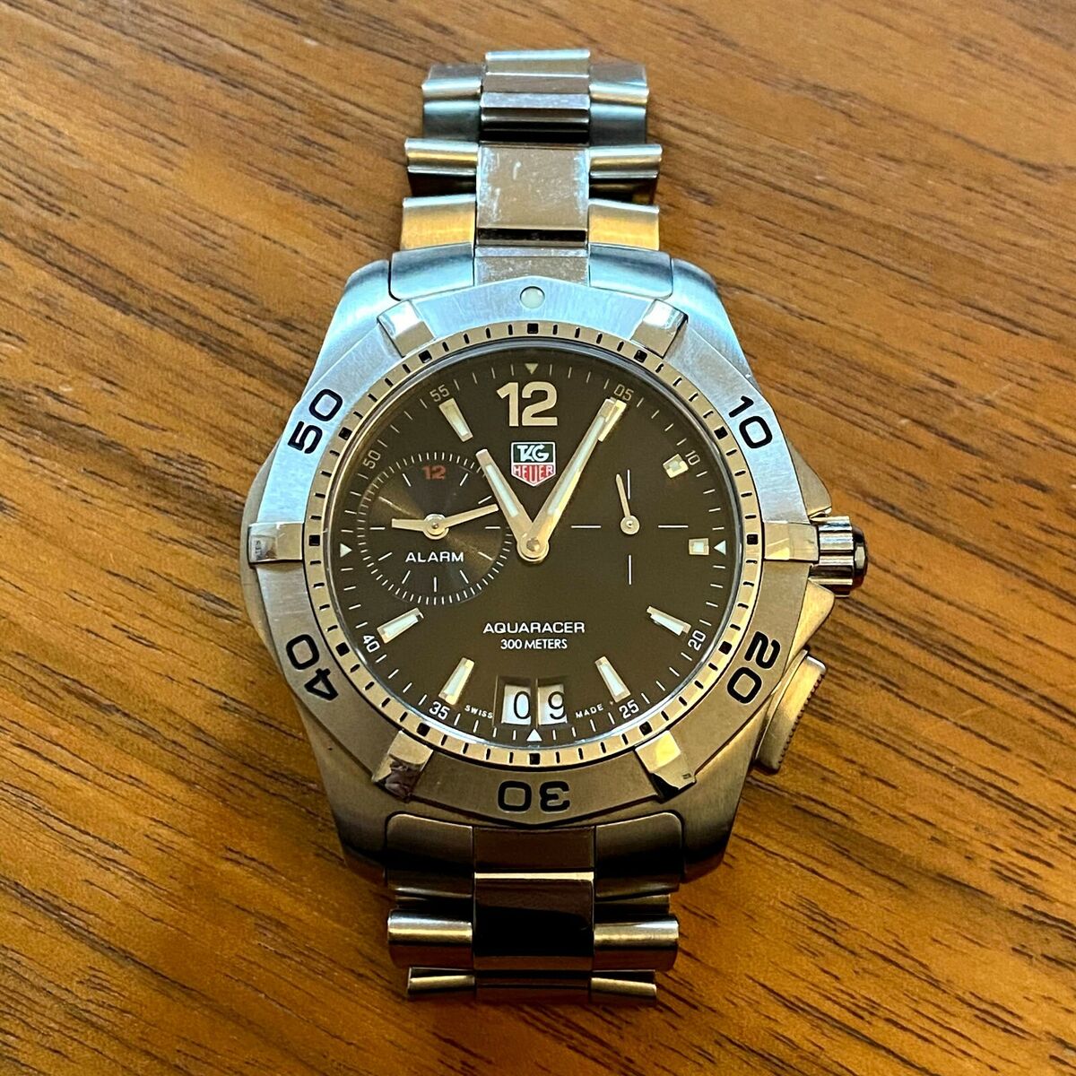 TAG Heuer Aquaracer Alarm 300m Mens Watch WAF111Z Black Dial TAG Heuer Aquaracer Alarm 300m Mens Watch WAF111Z Black Dial