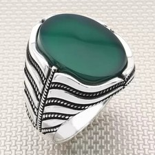 New 925 Sterling Silver Gemstone Green Onyx Vintage Style Men's Ring Gift For Me