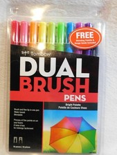 Tombow Duel Brush Pens, Bright Pallette 56185, High Quality 10 Piece Set, New
