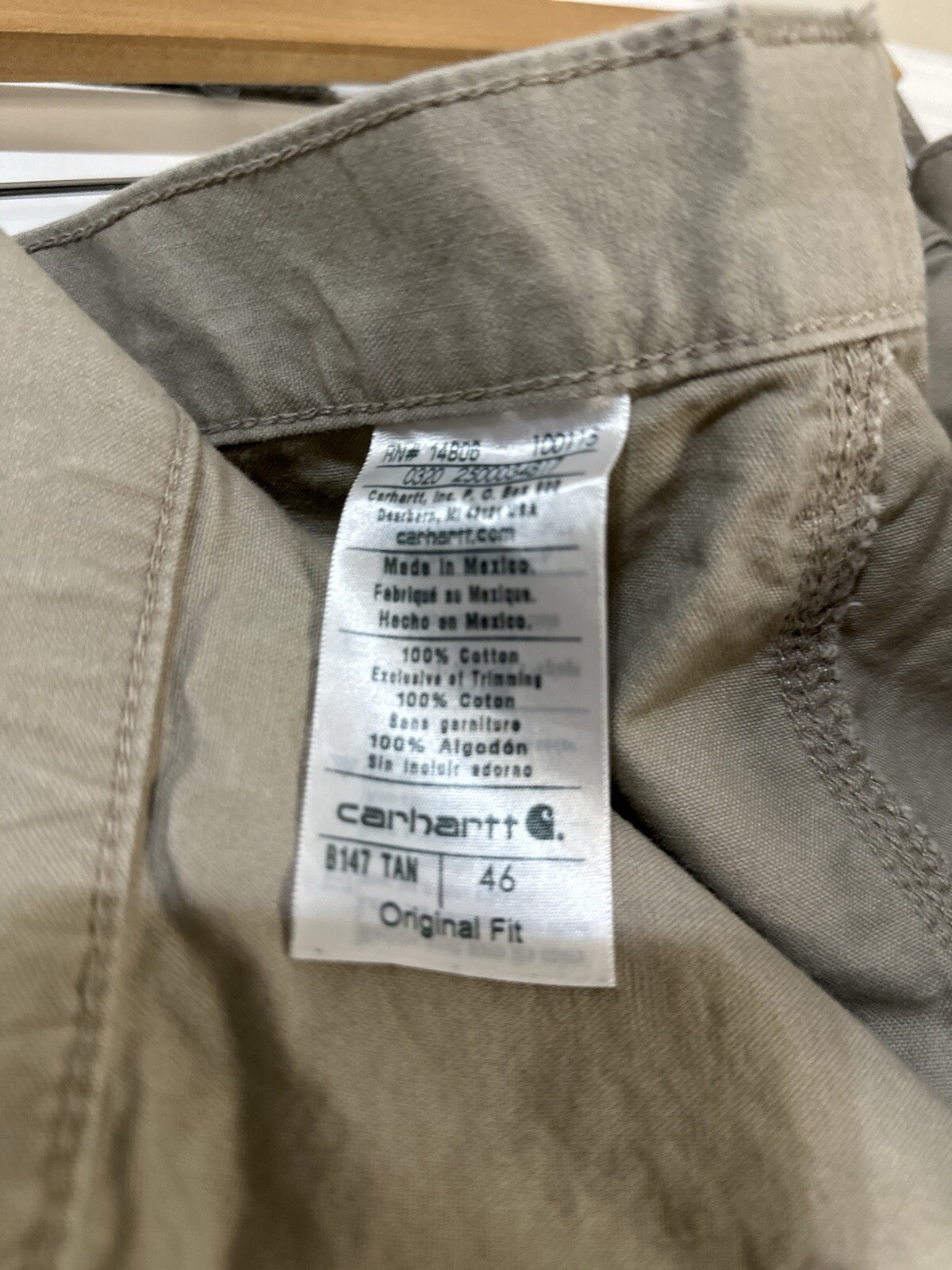 Men’s Carhartt Big And Tall Loose Fit Utility Shorts size 46 waist light khaki thumbnail 3