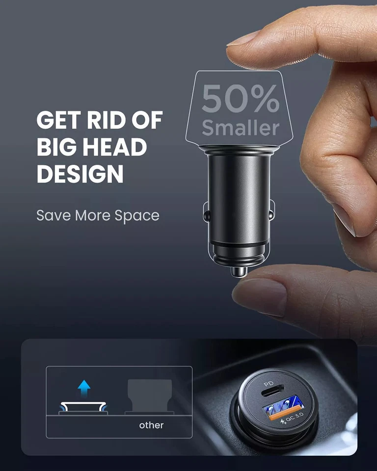 Car Charger USB C Fast Charging Car USB Adapter Travel Type C Dual Port Quick  - image 2 of 4
