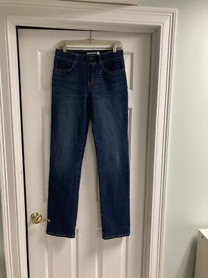 Beta Brand Womens Jeans Size Medium Long, Pull Up with Faux Zipper and Button
