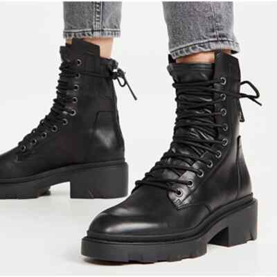 ASH Madness Block Heel Combat Boots Black Size 39 NWT | eBay