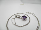 10K White Gold Heart Amethyst & Diamond Pendant Necklace 14K 19" [N115] — photo 6
