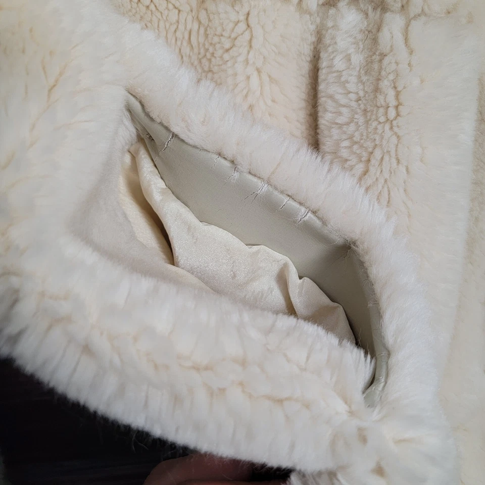 Abrigo de piel sintética crema reversible vintage años 90 Neiman Marcus talla mediana chaqueta para mujer Foto 4 de 4