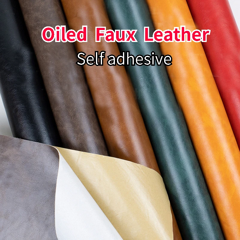 1 pieza autoadhesivo cera aceitada imitación cuero tela hágalo usted mismo sofá cabecero material Foto 3 de 4