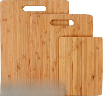 Bamboo chopping board [set of 3] Wooden chopping board, knife tray with handle