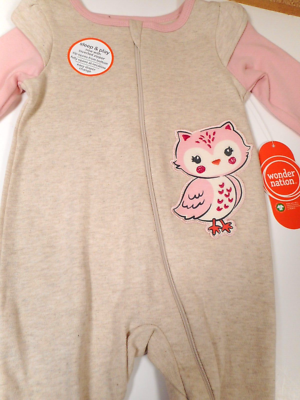Pajamas Baby Girls Sleepwear Footed 1-Piece Cotton Owl Pj's 0/3