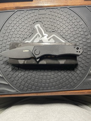 Cadmus Liner Lock Flipper Folding Knife Black G10 Handle. Dark Stonewahsed D2