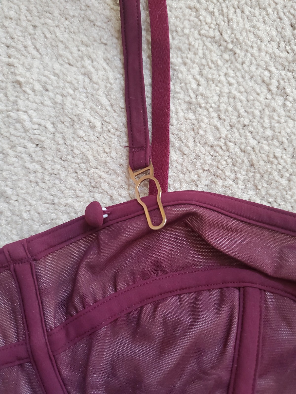 Vintage Victoria Secret Very Sexy Burgandy Balconette Bra/Bikini Set 36B/L RARE image 4