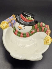 Fitz And Floyd Snowman Christmas Candy Potpourri Dish