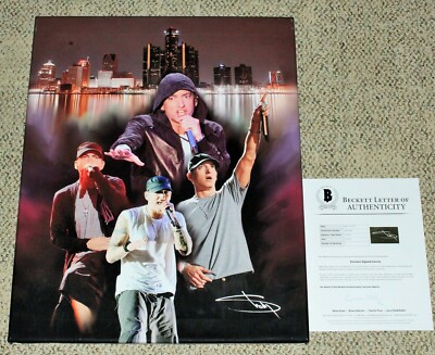 EMINEM SIGNED 16x20 CANVAS ARTWORK BECKETT COA SLIM SHADY MM