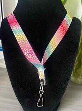 Rainbow Lepard Pattern Lovers 18  Ribbon Lanyard