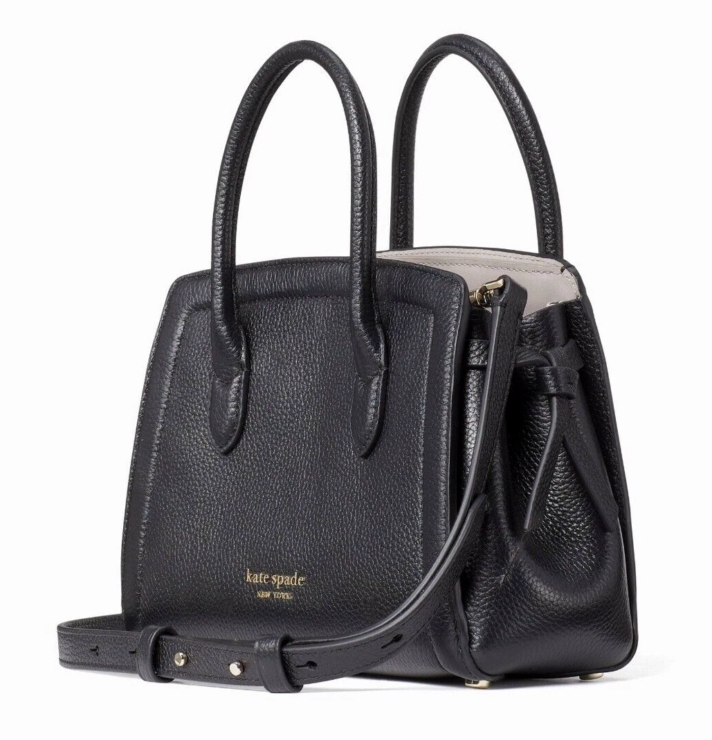 Nuova Borsa Kate Spade Knott in pelle di ciottoli nera