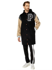 Puma Signature Varsity Jacket Wool Coat Men's Small Black Brown Grey 532089-01