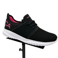 Nautica Youth Girl's Casual Sneakers Size 4-5 Solid Black Lightweight Lace up