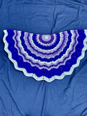 Crochet Round Baby Blanket Purple and White 42 Inches