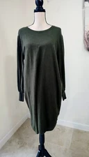 H By Halston Dress Long Sleeve Sweater Dress Green  SZ XL  B4 Jhv