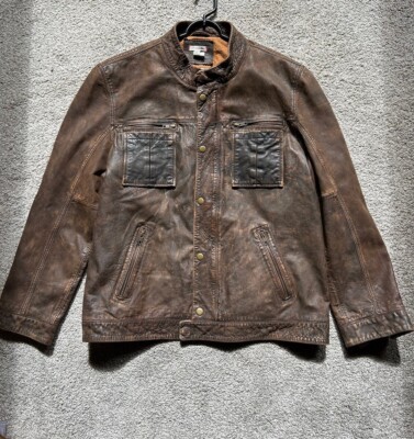 Carbon 2 Cobalt Men's Goat Leather Jacket Brown Distressed | eBay
