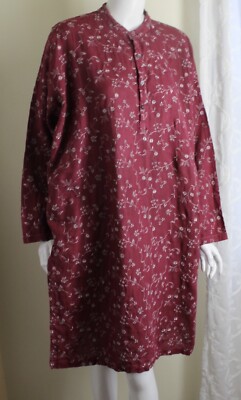 Eskandar Sz 2 Tres Chic BEAUJOLAIS WINE RED 40''L Side Vents Tunic Top