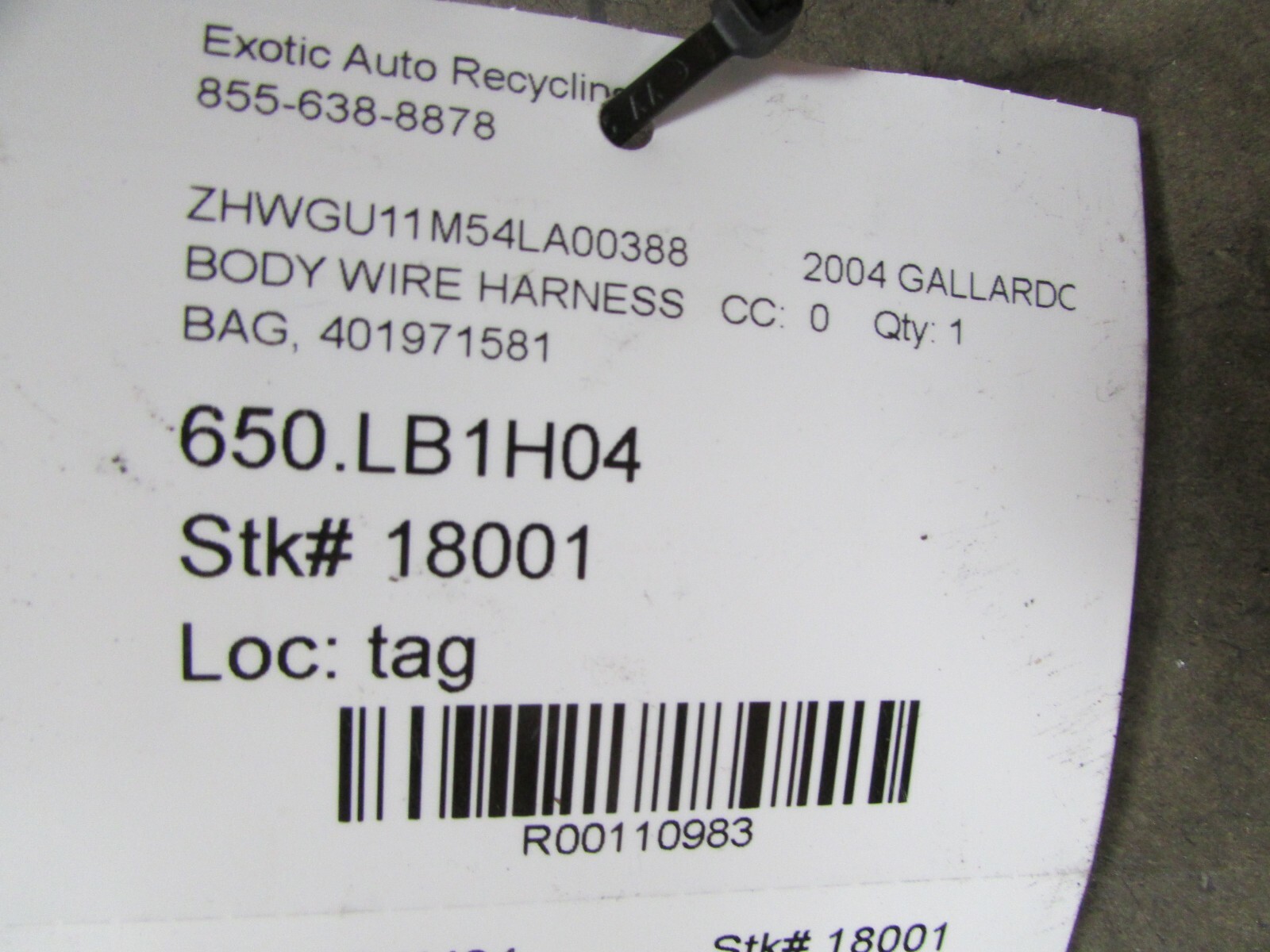 Lamborghini Gallardo, Wire Harness, Used, P/N 401971581