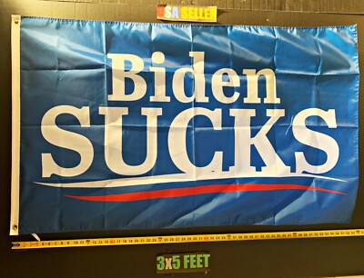 Donald Trump Flag FREE FIRST CLASS SHIP Desantis Biden Sucks Blue USA Sign 3x5'