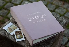 Modern wedding guest book, album with pockets for Polaroid, Instax wide