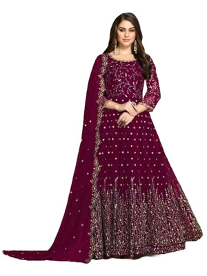 Varman Indian Dresses for Women Party Wear Gown Kurtis Suit Georgette with Embro