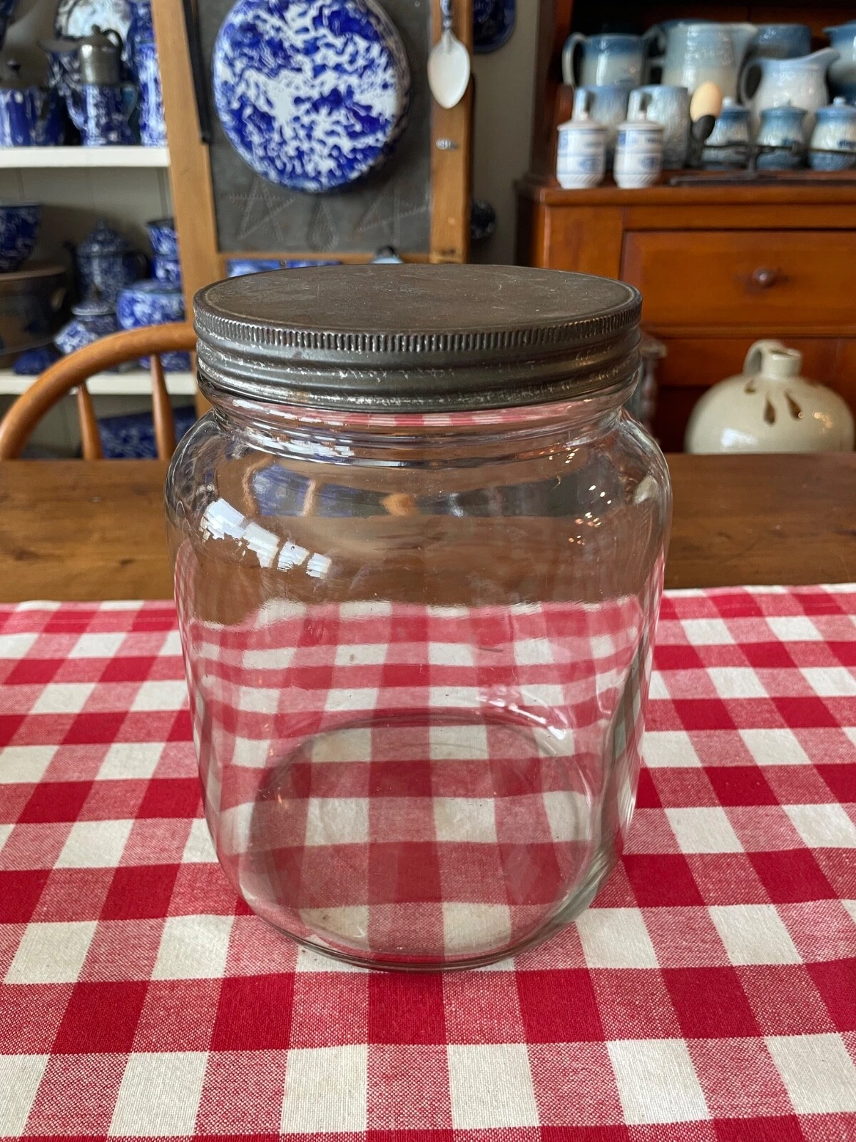Vintage Glass Jar with Tin Lid (8 1/4" tall)