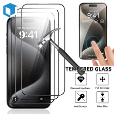 For iPhone 15 16 Pro Max Plus 9H Tempered Glass Screen Protector Ultra HD Film