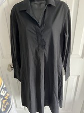 Madewell Mini Shirt Dress NS771 Small Black Long Sleeve Cotton Missing Belt NWT