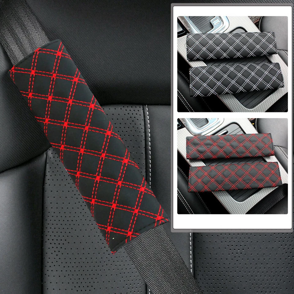 2x Funda de cinturón de seguridad rojo para automóvil Cinturón de seguridad Correa para el hombro Arnés Almohadillas de cojín Foto 3 de 4