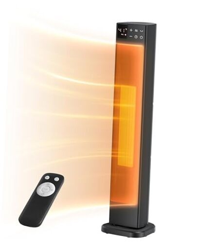 30” Ceramic Tower Space Heater with Adjustable Thermostat for 30inch Black