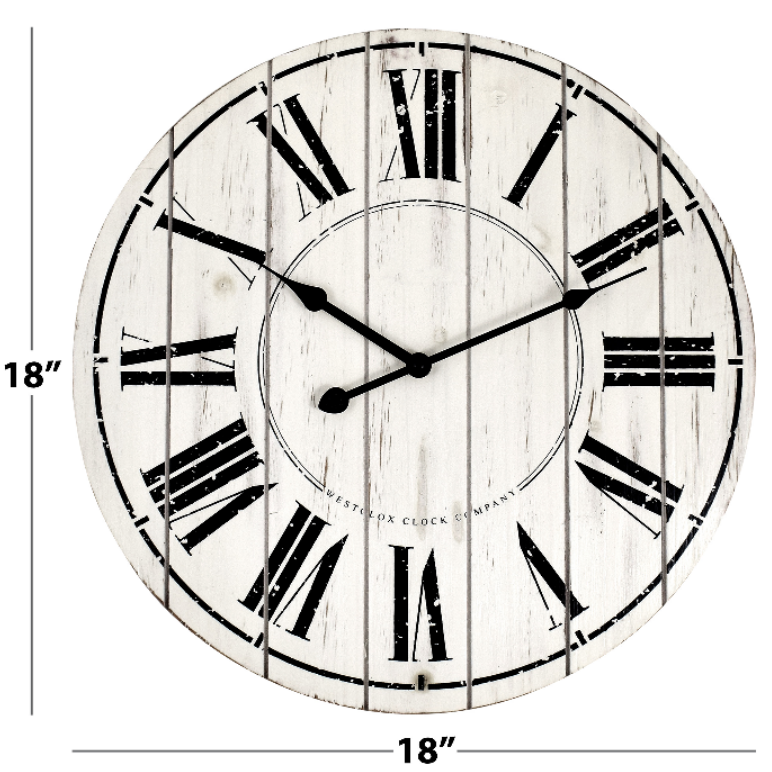 USA Shabby Chic Wooden Wall Clock Distressed White Wash Finish Timeless