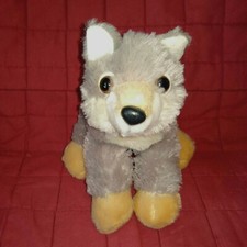 Aurora World WOOLSEY Wolf Mini Flopsies Gray White Tan Soft Fur 8in Plush 2015