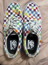 Vans Comfy Cush Checkered Rainbow Tie Dye Skate Shoes Women Size 10, Mens 8.5