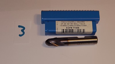 End Mill  #77458 HSCO SBW855 2F SE 30° RH BALL TIALN 14 X 12 X 16 X 73 MM
