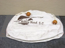 Hilton Head Occasional Bag Sack Storage Cotton Draw String White Elegant HC