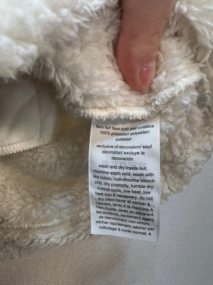 Tommy Hilfiger Mujer Piel Sintética Sherpa Cárdigan Chaleco Cremallera Completa Talla M Blanco Bolsillos Foto 4 de 4